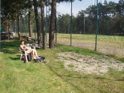 14:03: Teatime bij de driving range van de Golfbaan.