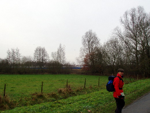 Een rijnaak steekt door het bos.