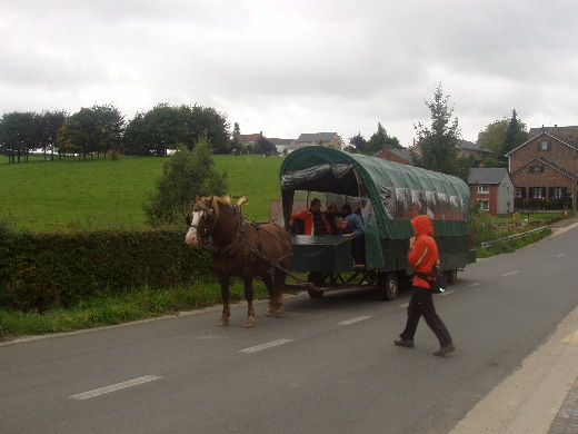 Bert gaat even het hoofdstel bijstellen van dit overwerkte paard.