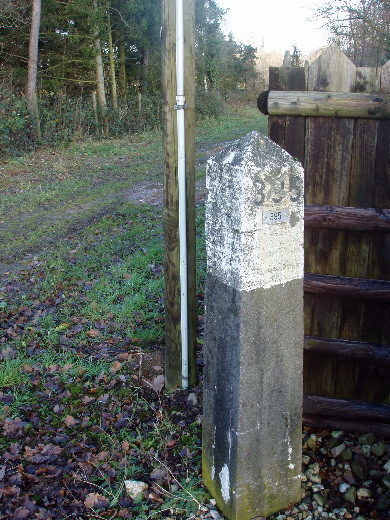 Grenspaal 395 van nog dichter bij.